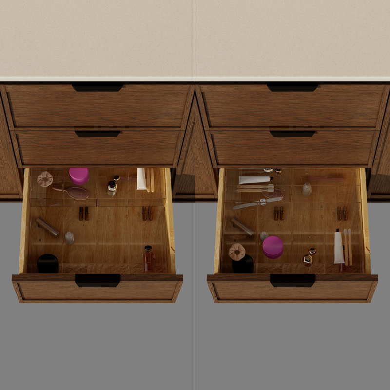 Meuble-lavabo double en bois massif de style l 72 po x P 22 po Thayer en bois massif avec organisateur de tiroir et plateau en pierre