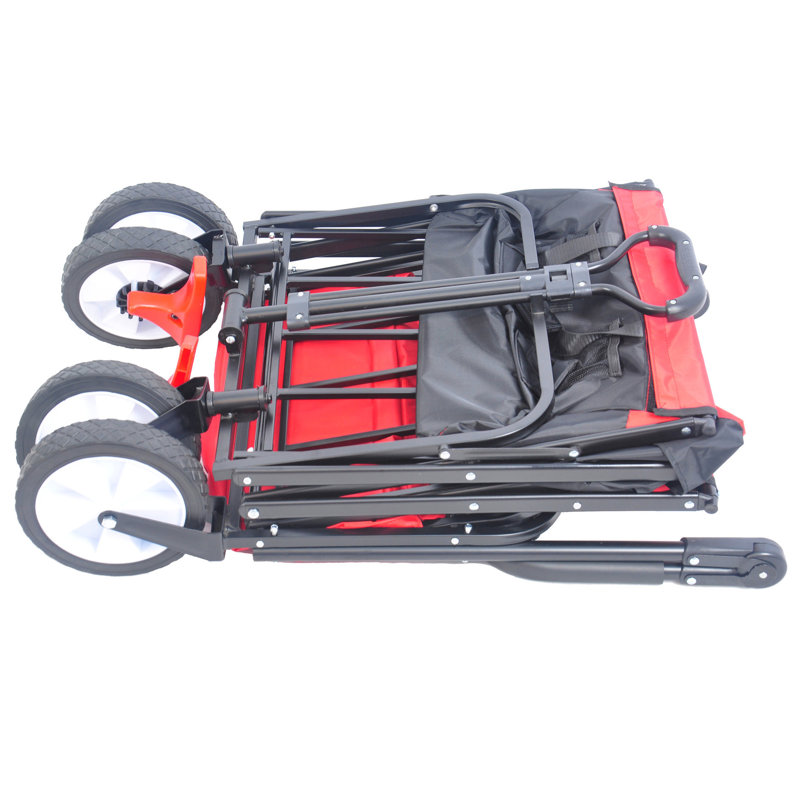 Chariot pliant d'extérieur - Chariot pliable robuste avec cadre en acier et porte-gobelet, adapté à différents trottoirs