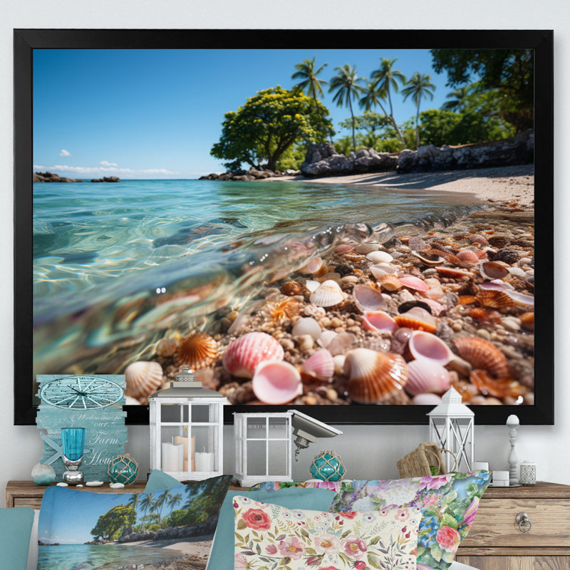 Caraibe Beach Gems - Imprimé, H 30 po x l 40 po x P 1,5 po, Cadre photo noir