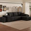 Canapé d'angle réversible moderne avec fonction couchage, méridienne de rangement et 2 poufs, gris anthracite, forme en L, rangement, design