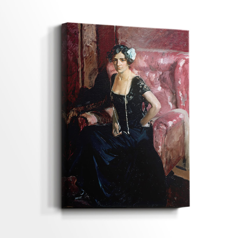 Clotilde dans une robe de soirée - toile tendue par Joaquin Sorolla, 24 po x 36 po