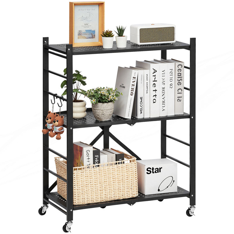 2-Tier Foldable Storage Shelf with Wheels