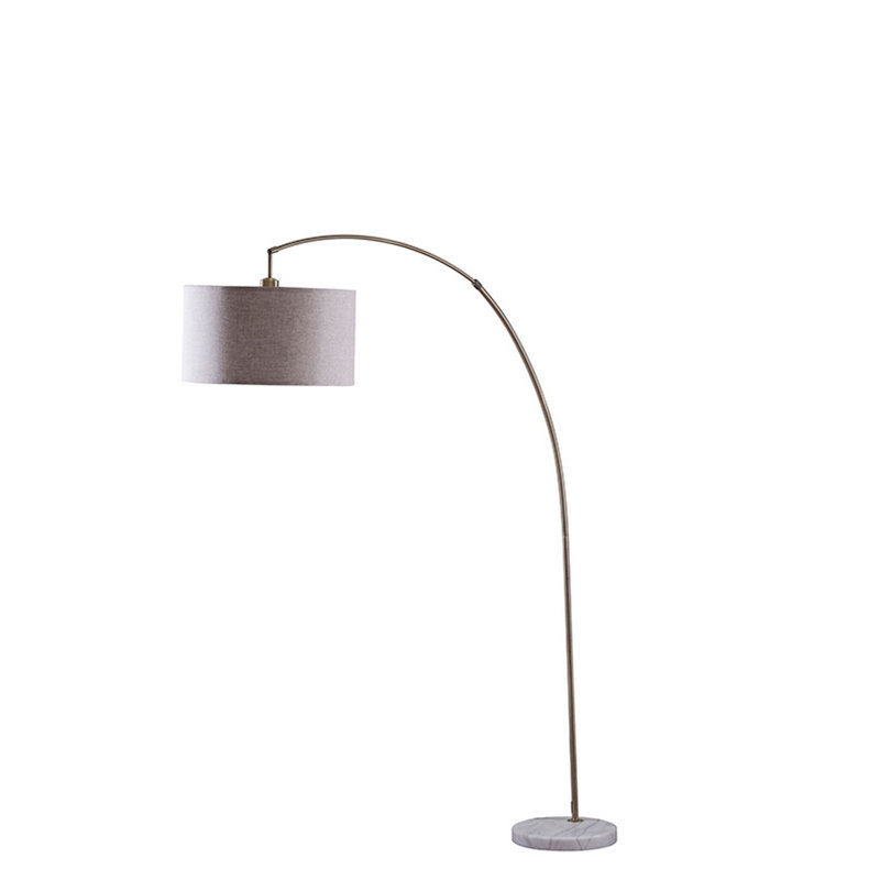 Lampe sur pied arquée 86 po Sanel, Or antique, Gris