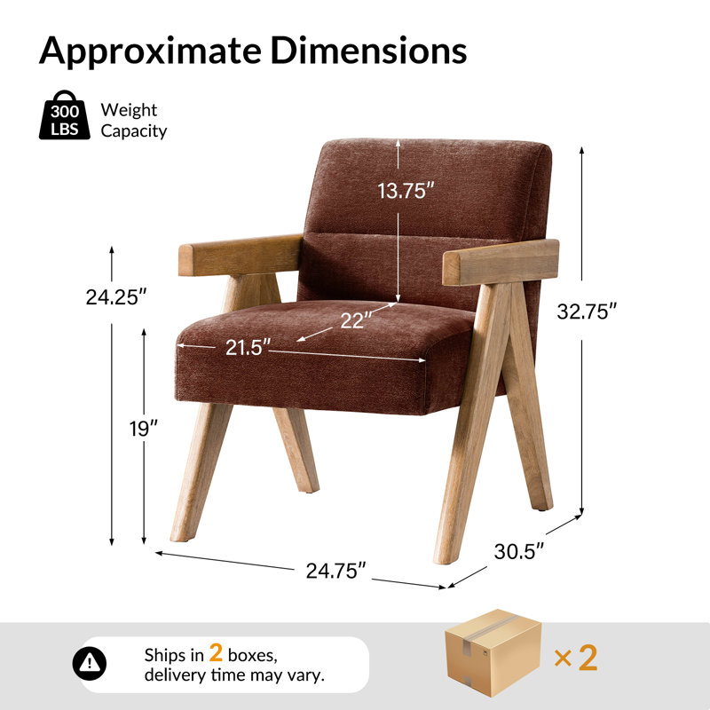 Fauteuil d'appoint moderne Donohoe Mid-Century avec accoudoirs courbés, Rouille