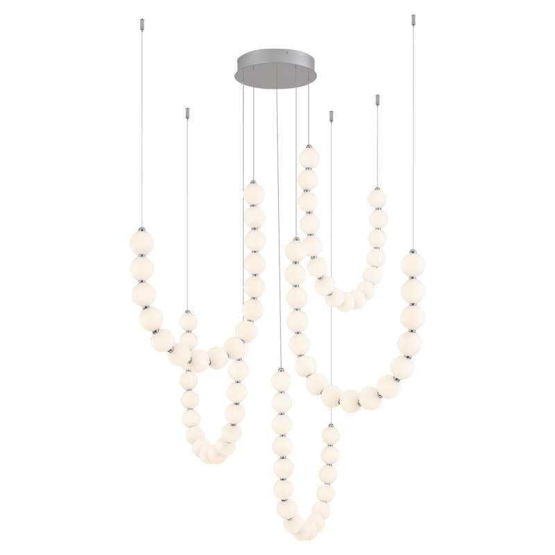 Akoya 80 Light Chrome dimmable LED Chandelier, Chrome, 5 Head Chandelier