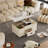 Modern Lift-Up Coffee Table with 4 Stools Set Saving Folding Dining Table