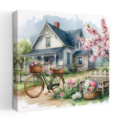 Contemporary Spring Floral Farmhouse I With House Farmhouse Art