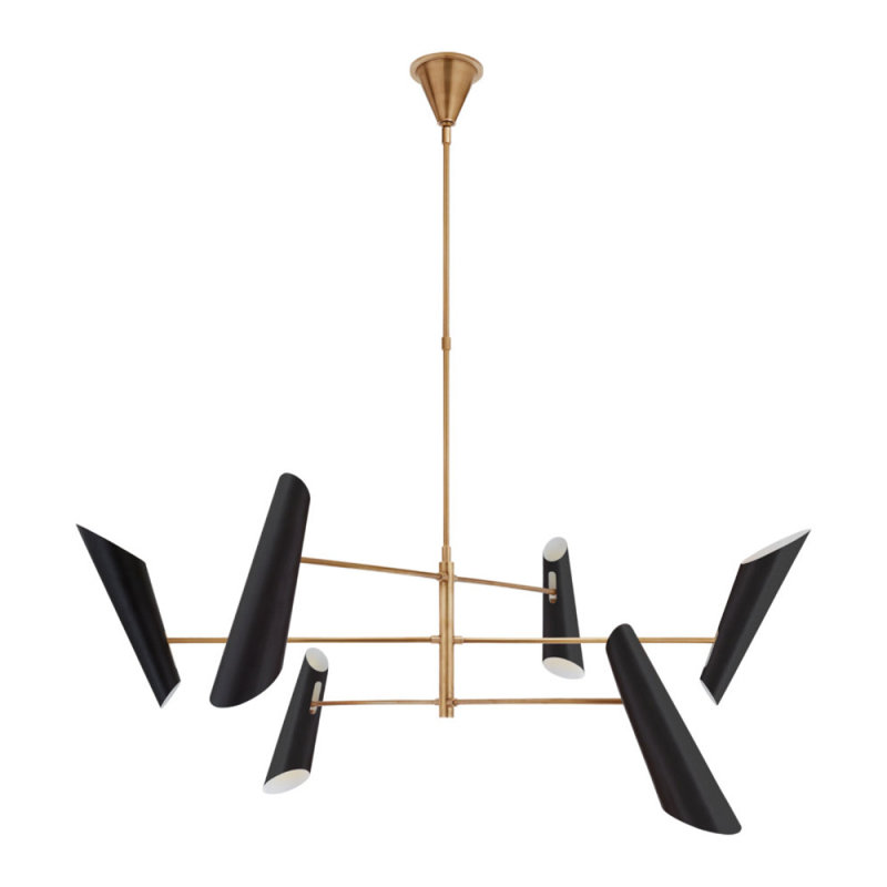 Lustre Dax, Noir satiné, Chrome laqué, 36” Width x 18” Height