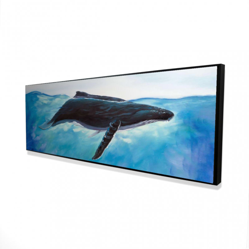 Toile encadrée bleue avec baleine bleue | Décoration intérieure