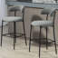 Tabouret de bar 26 po à hauteur de comptoir avec housse en tissu Teddy et îlot de cuisine avec base thermolaquée noire et repose-pieds (gris)-129519481
