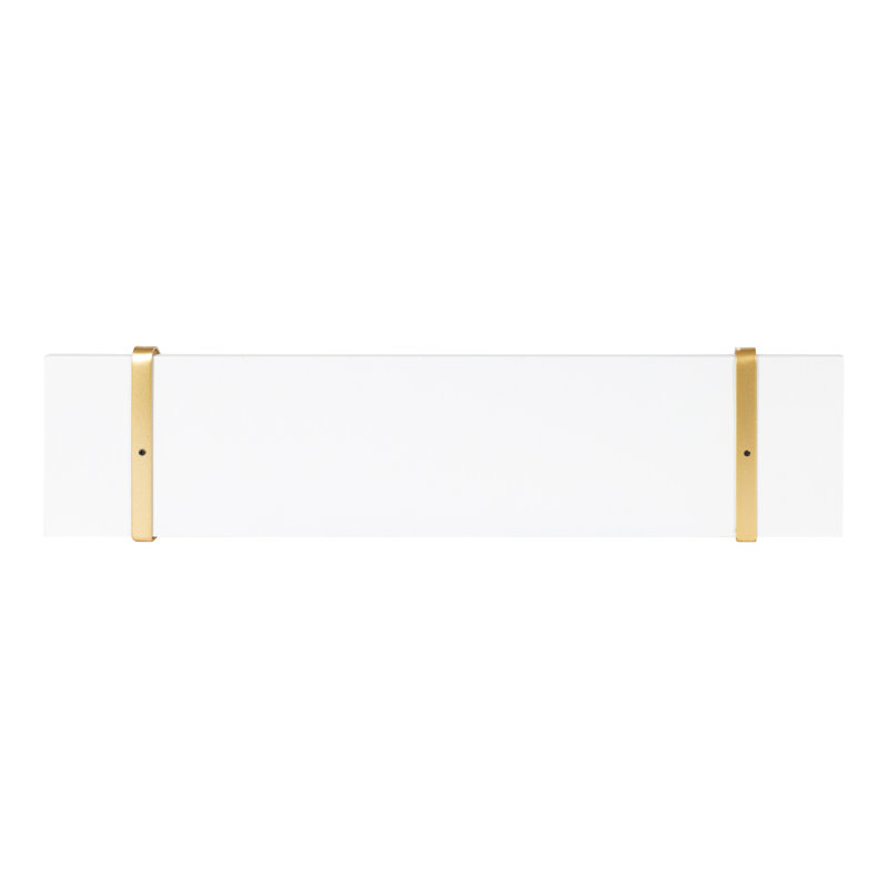 Tablette de support en sapin Mcmartin, Blanc / Doré, H 8,27 po x l 18,30 po x P 6,89 po