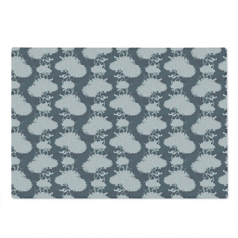 Ambesonne Floral Cutting Board Large Size Pink Chrysanthemum Flower Pale Pink White Grey