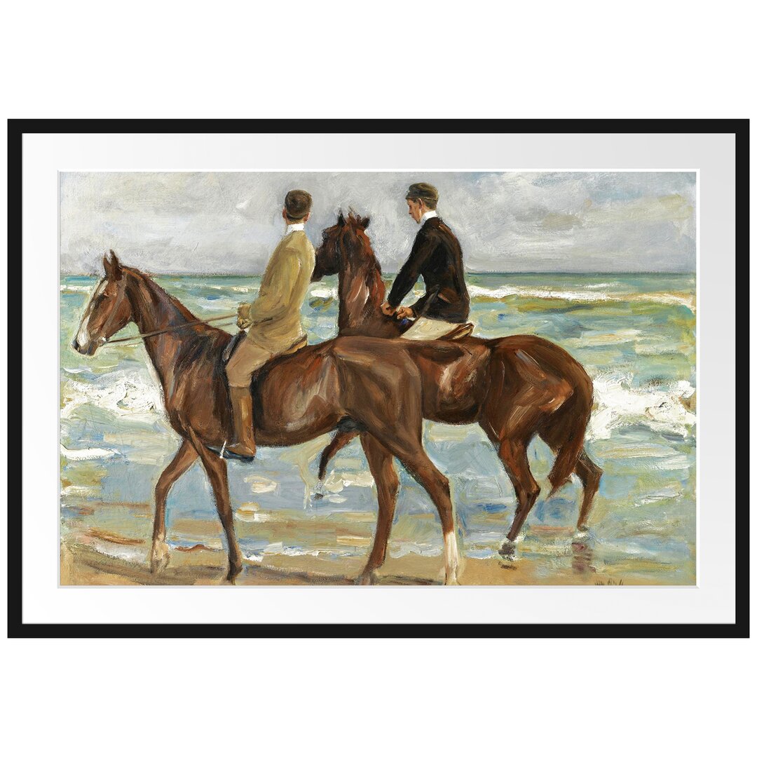 Max Liebermann - Zwei Reiter Am Strand  - Im Bilderrahmen Mit Galerie-Passepartout