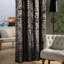 Soft Velvet 117 x 229 cm Curtains Blackout Window Treatments Gold Foil Printed 1 Pair Black