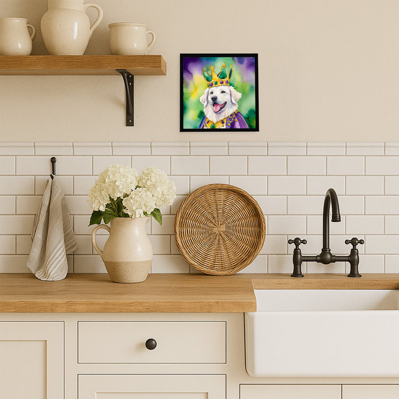 Kuvasz King of Mardi Gras Framed Metal Print