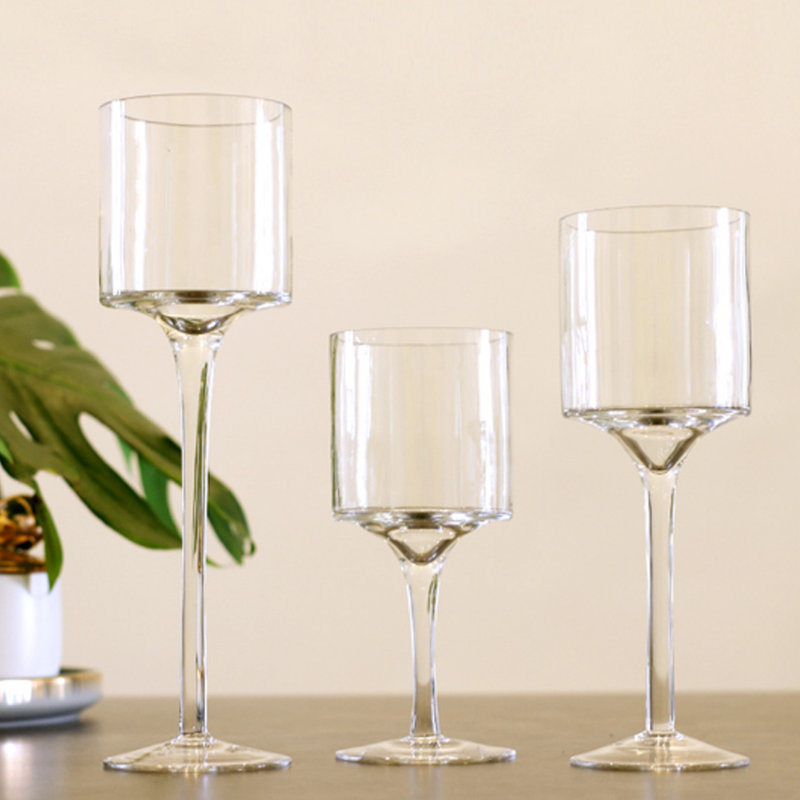 3 Piece Glass Tabletop Hurricane Set