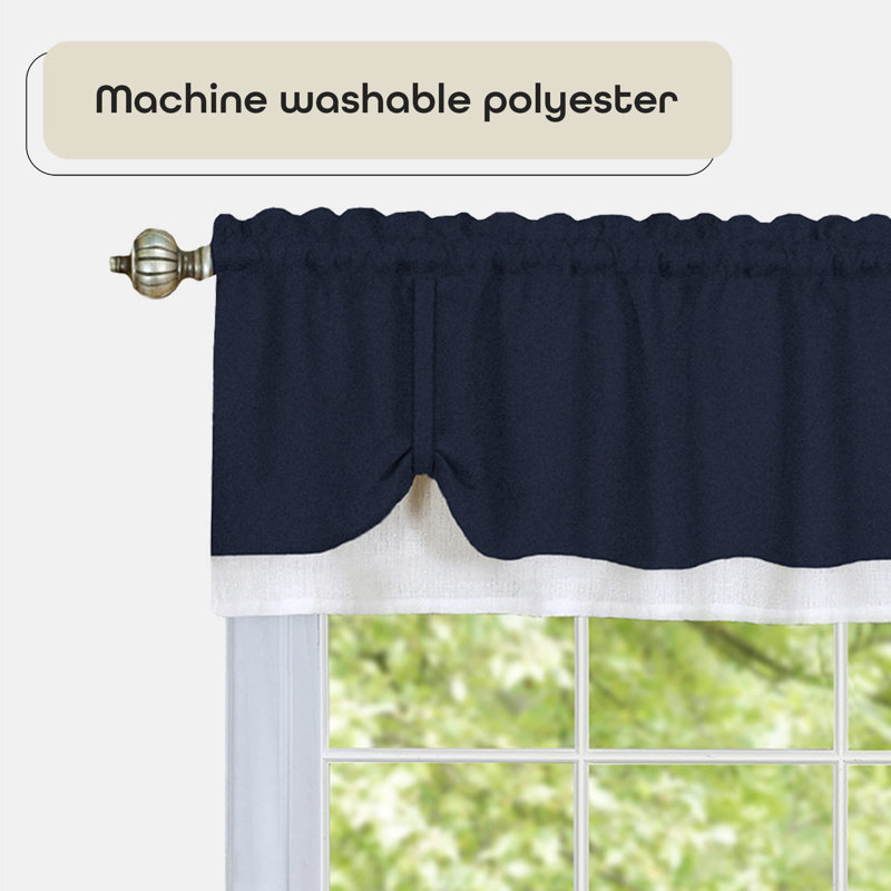 Navy and White Polyester Rod Pocket Valance, 58" x 14"