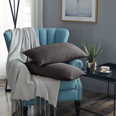 Pleated Velvet Lumbar Pillow Covers