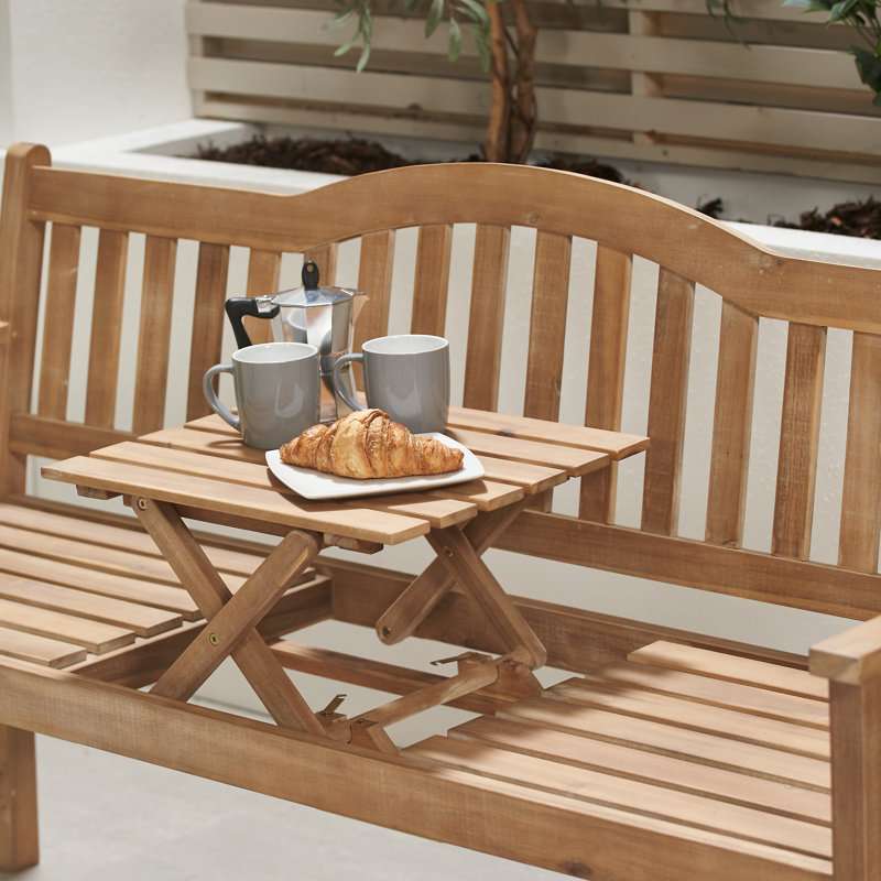 Aarna Solid Wood Acacia Outdoor Bench, Light Teak