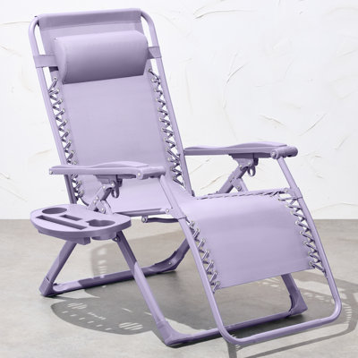 Monochromatic Zero Gravity Chair, Folding Patio Recliner W/Side Tray, Headrest by Arlmont & Co.