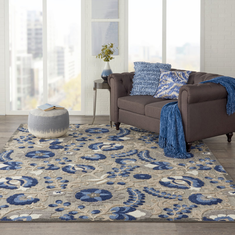 Tapis à motif floral moderne et naturel Newton, Rectangle 9 pi 6 po x 13 pi