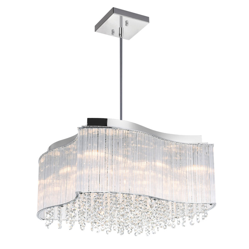 20'' 10 Light Drum Shade Chandelier With Chrome Finish – G9 LED Compatible – Glam Fixture for Living Room, Dining Room, Kitchen