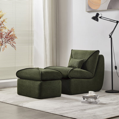 Ensemble de fauteuil à billes sans accoudoirs avec repose-pieds (ensemble de 2)
