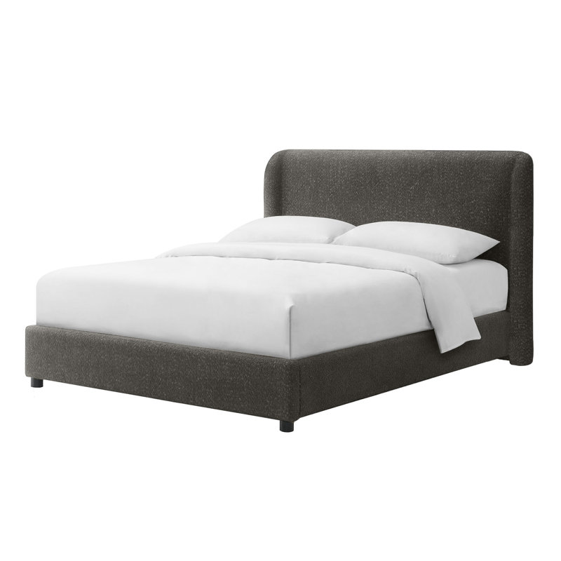 Eduardo Boucle Upholstered Platform Bed, Full, Gray