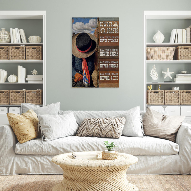 «Cowboy Prayer» - 1 pièce, impression rectangulaire, H 36 po x l 24 po x P 1,25 po