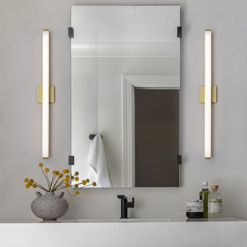 36” Brushed Gold Led Vanity Bar Light Indoor Wall Sconce With Acrylic Shade, Brushed Gold, 24 W, 36" Width 