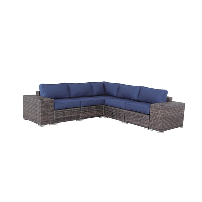Rattan Wicker 4-Person Seating Group with Cushions