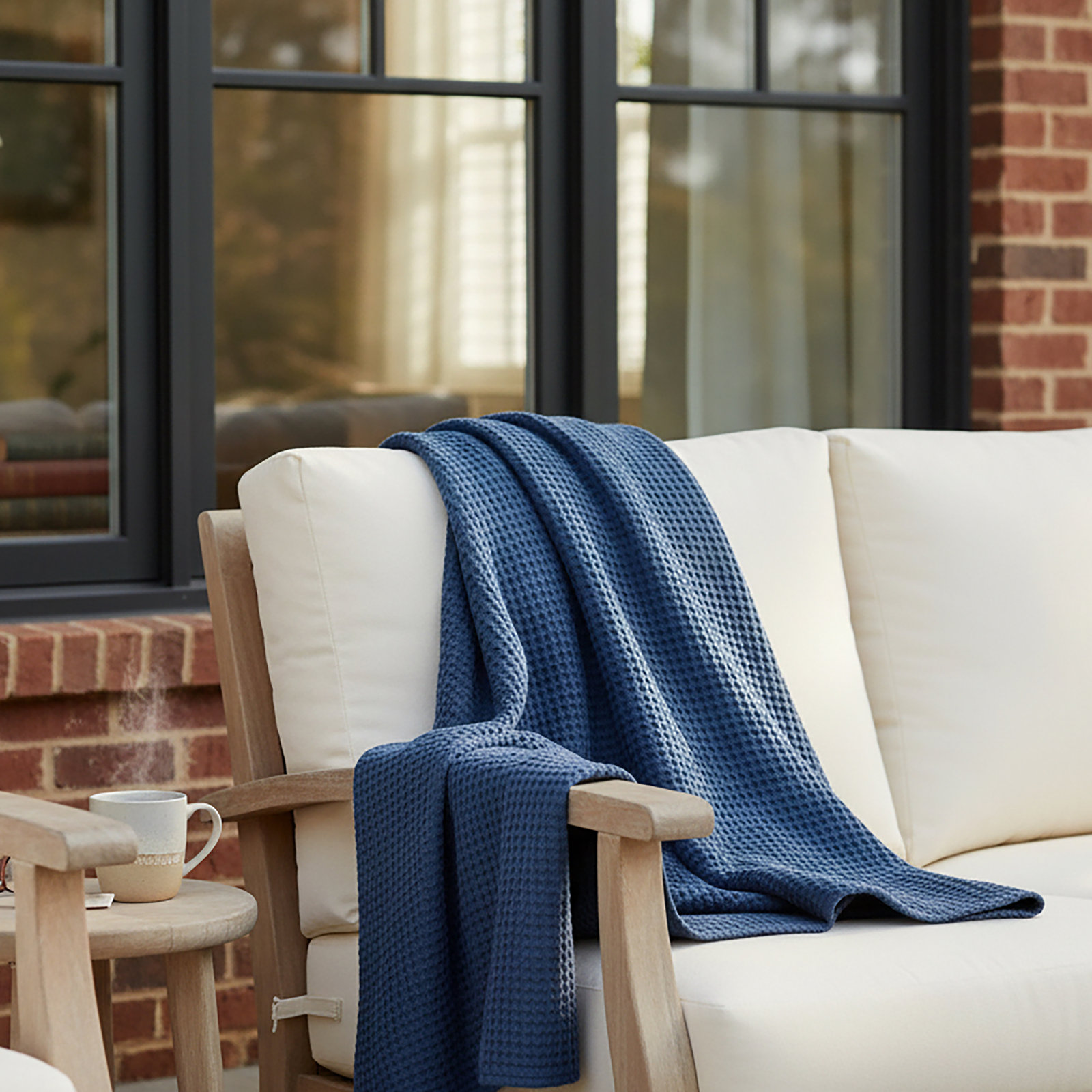 Cotton Throw Blanket, Bright Blue