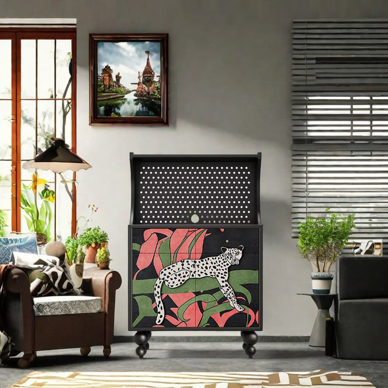 Art and creativity integrated accent cabinet, Black