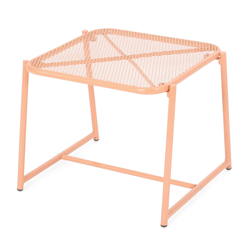 15.5"H Side Table With Iron Legs, 13.25" H x 19.5" W x 18" D, Orange