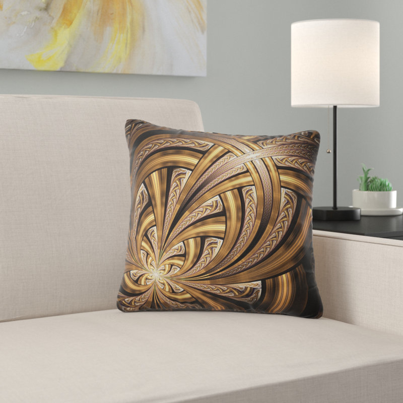  Coussin abstrait fleur fractale, 18 po x 18 po, Coussin décoratif