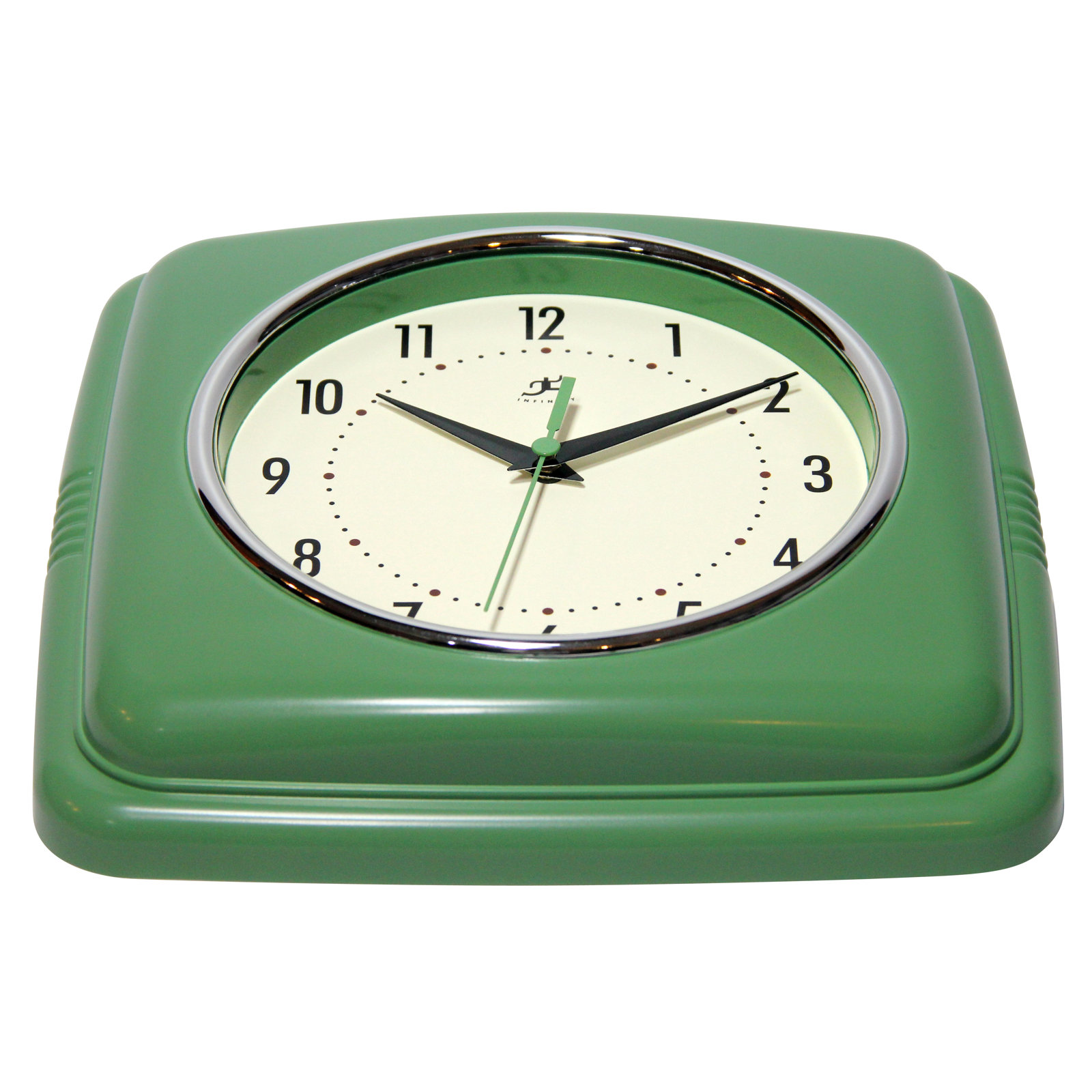 Orrwell Square Plastic Wall Clock 9.25 Inches, Light Green