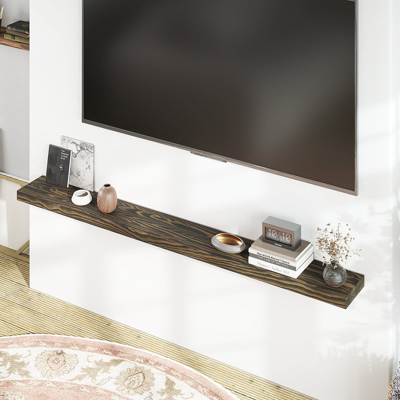 Jorgensen 1 Piece Pine Solid Wood Floating Shelves for Wall Decor, Kitchen, Bathroom, Workspace,, Dark Brown