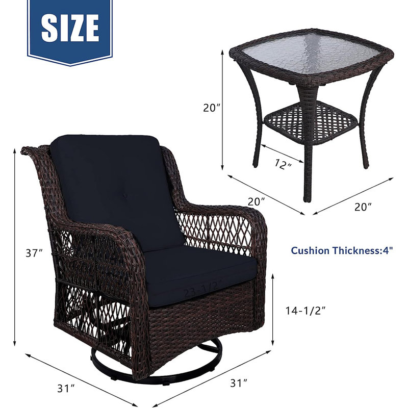 Ensemble de conversation pour 2 personnes avec coussins Aimar, Bleu marine