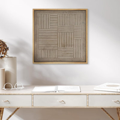 Motif de lignes géométriques brunes et blanches - reproduction sur toile flottante