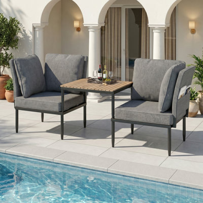 5-in-1 Convertible Aluminum Patio Set, 3-Piece Stackable Sectional