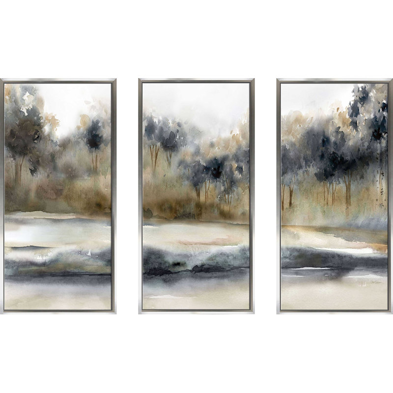 «Silent River» par Carol Robinson, reproduction sur toile flottante 3 pièces, H 33,5 po x l 52,5 po x P 2 po