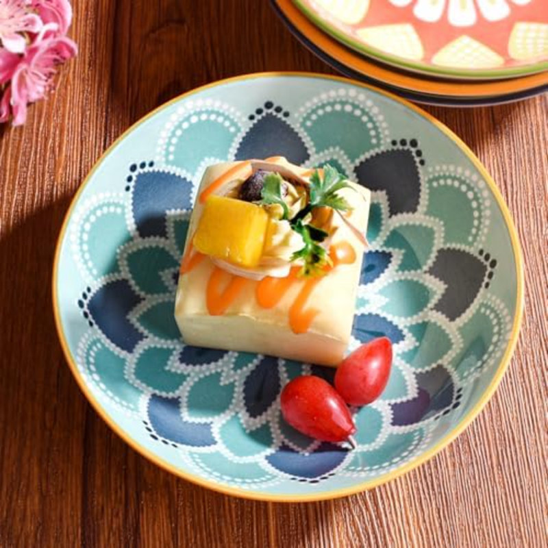 Ensemble de 4 assiettes à dessert en céramique, petites assiettes à salade de 14,2 cm (5,6 po)