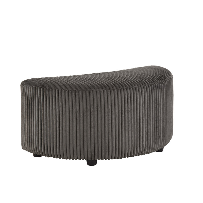 Doniphan Wale Corduroy Crescent Moon Ottoman, Gray