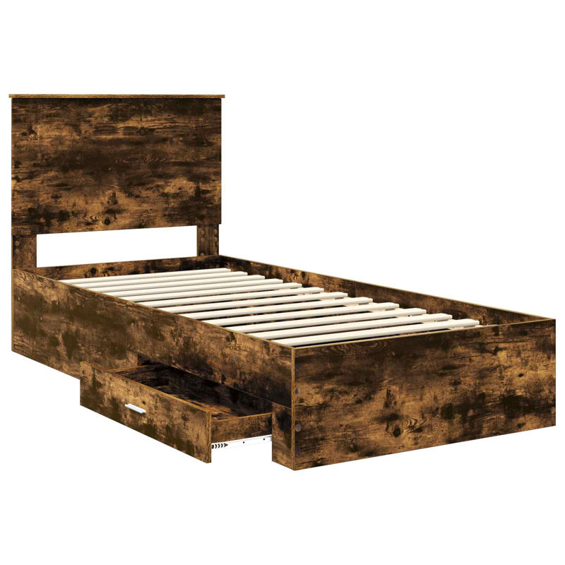 Bed, Silver/Smoked Oak, Small Single (2'6)