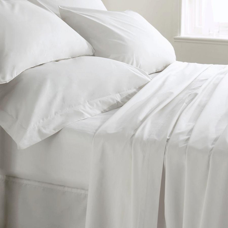 Taourirt White 400 Thread Count 100% Sateen Cotton Fitted Sheet, Single (3')