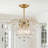 6-Light Gold Iron Chandelier With Clear Crystal Accents And Adjustable Chain, Ideal For Living Rooms, Dining Rooms, And Entryways