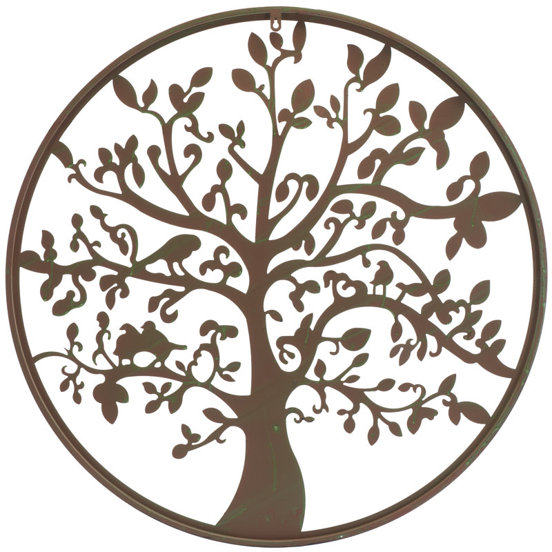 Décoration murale arbre de vie Akhaï, H 31,5 po x l 31,5 po x P 0,25 po, Bleu antique