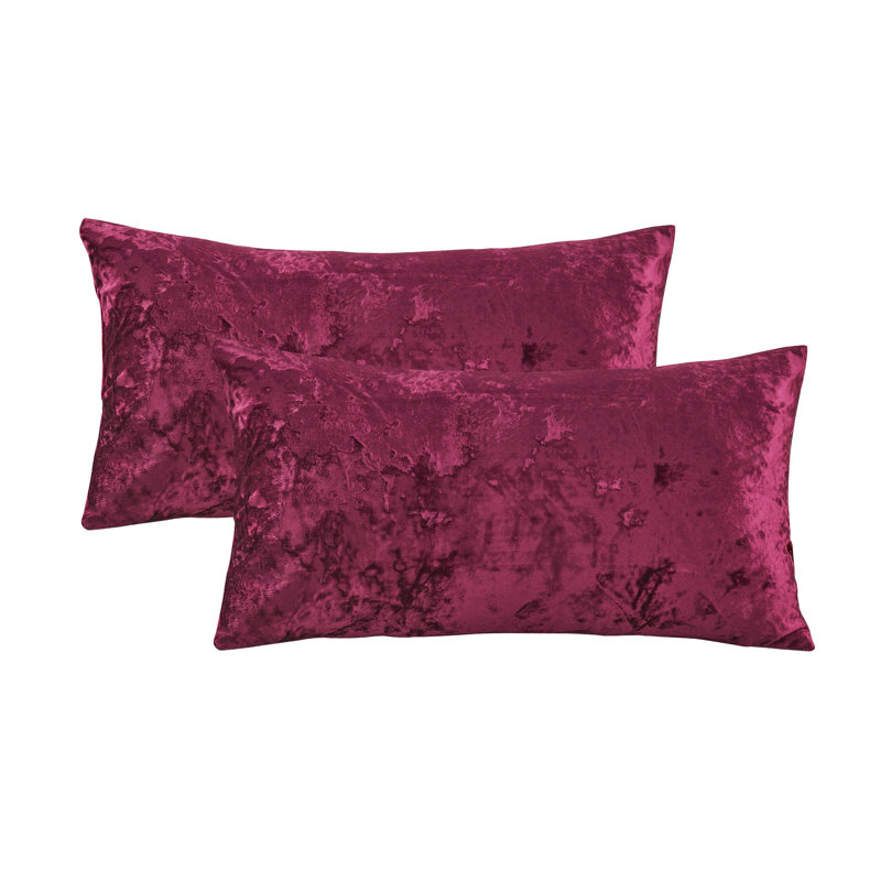 Crushed Velvet Lumbar Pillow Cover, Garnet