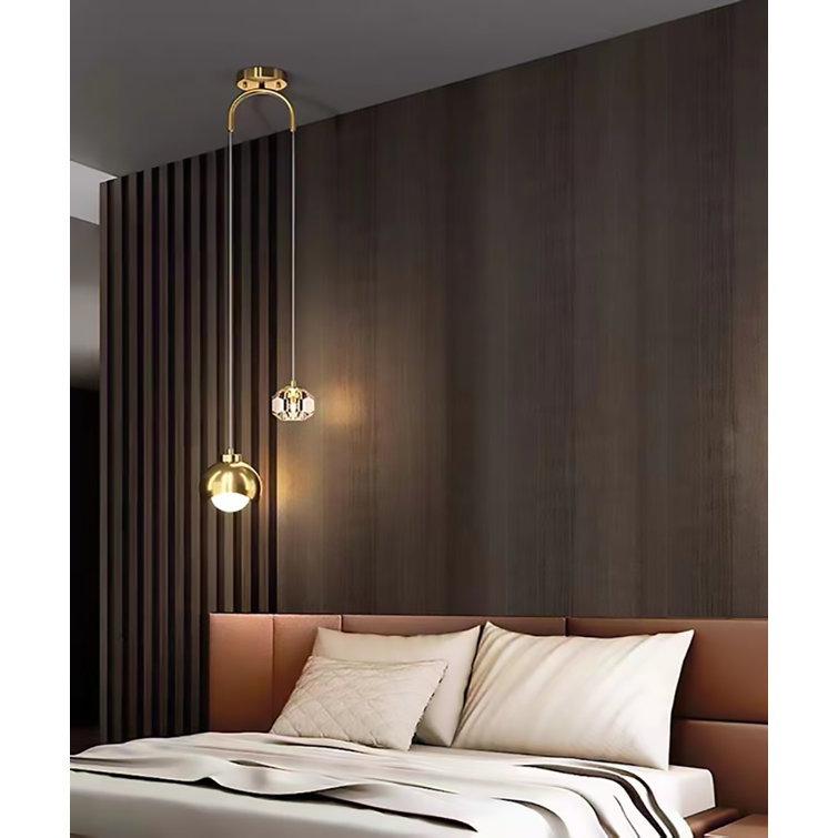 2 - Light Sphere Chandelier Ceiling Light With Crystal Accents