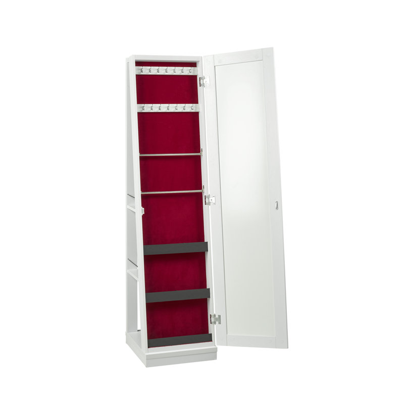 Armoire à bijoux à 3 niveaux avec miroir Renz, blanc